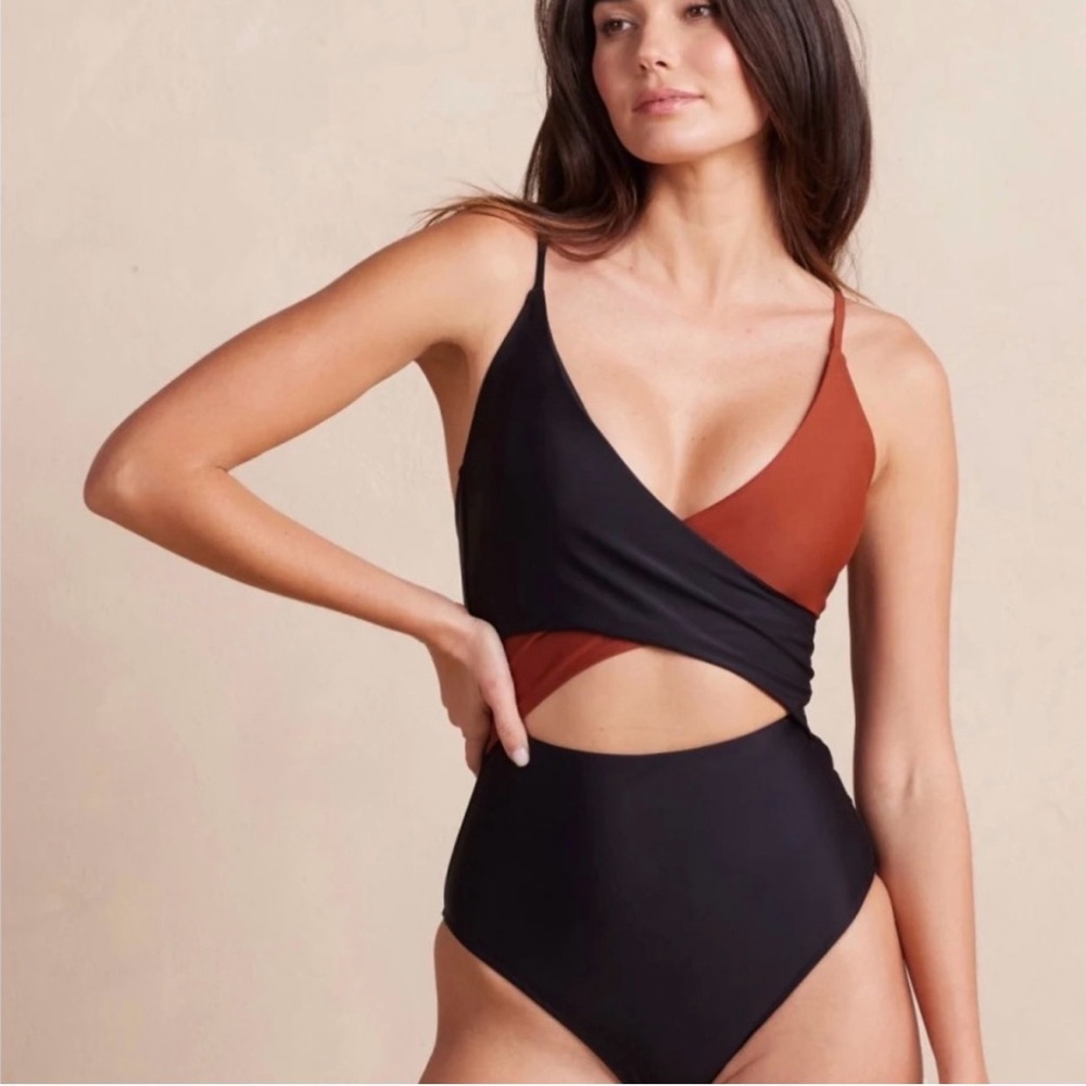 Summersalt Black and Brown One Piece Swimsuit